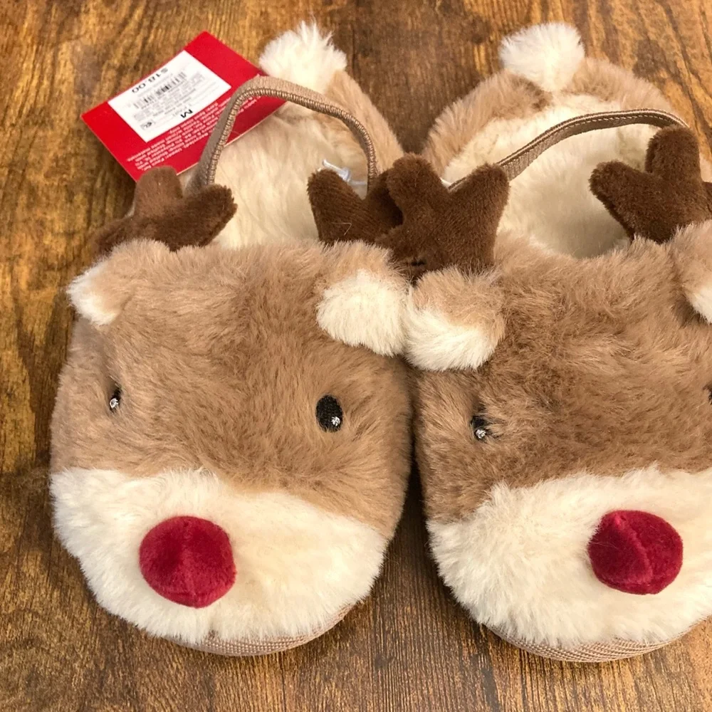 Toddler Reindeer Scuff Slippers - Wondershop™ Brown Size 7T-8T New